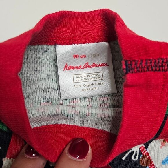 Hanna Andersson Gnome Long John Pajama Set, Navy, Size 90cm US Size 3 - Picture 4 of 6